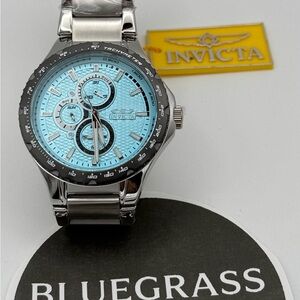 Invicta Aviator 50104 Men’s 44mm Chronograph Watch Light Blue Dial New